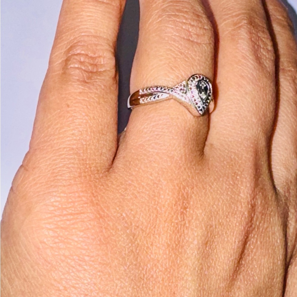 Real Diamond Teardrop Engagement Ring, Affordable Gift for her, Promise Ring HOT - Picture 4 of 7